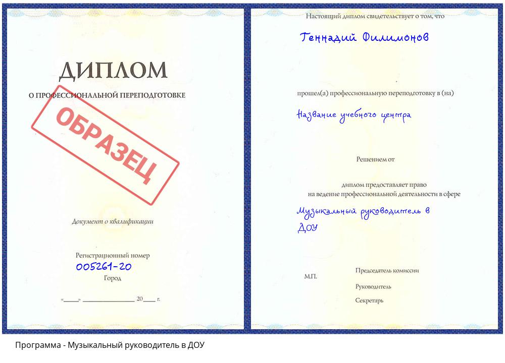 Музыкальный руководитель в ДОУ Вязьма