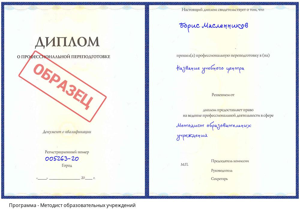 Методист образовательных учреждений Вязьма