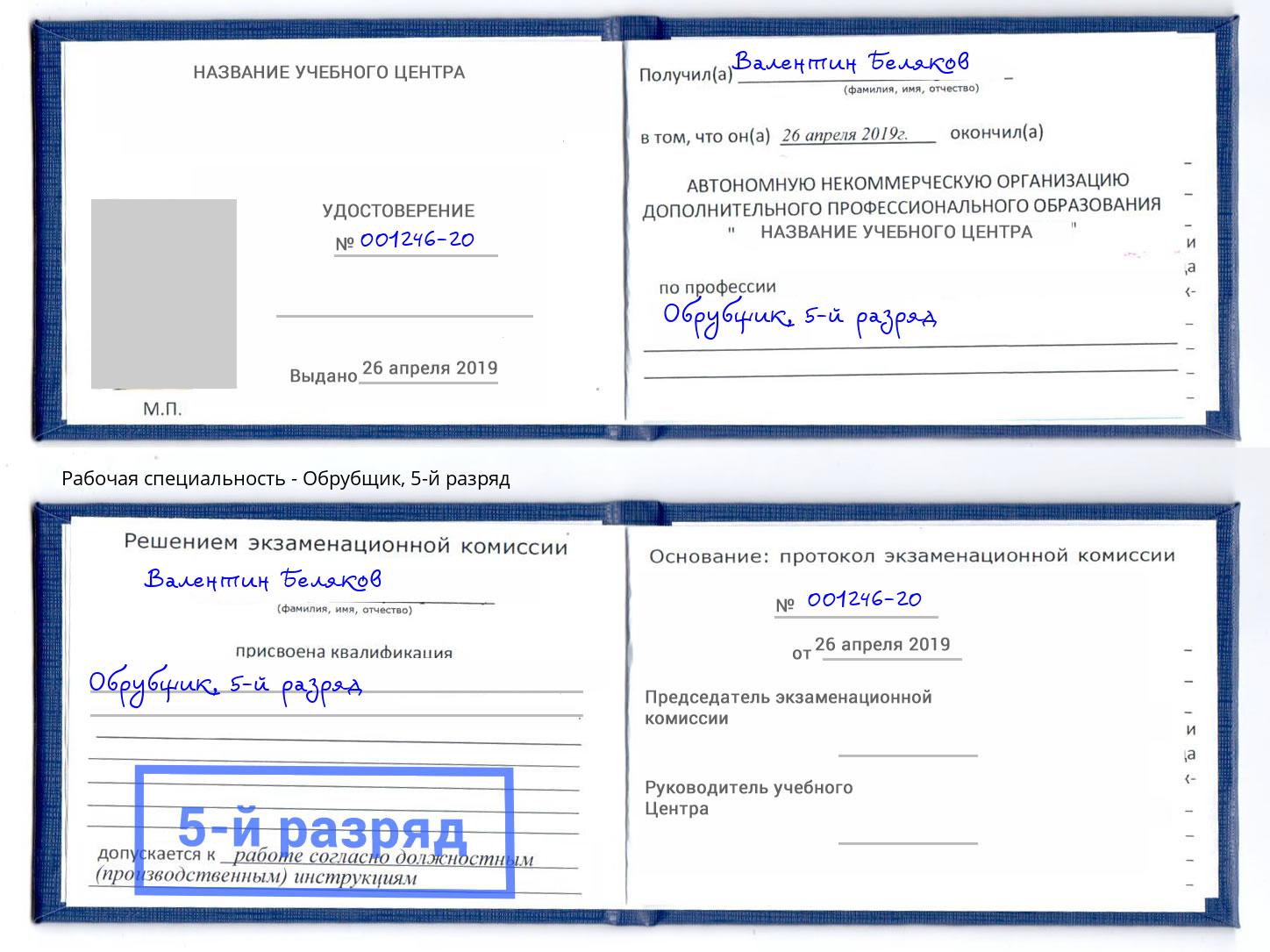 корочка 5-й разряд Обрубщик Вязьма
